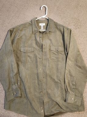 Vintage Covington Olive Green Suede Button Up Shirt